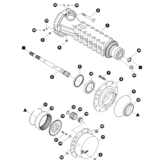 Hub Reduction - Rear Axle Assembly for Skyjack SJ45 AJEplus Articulating Boom