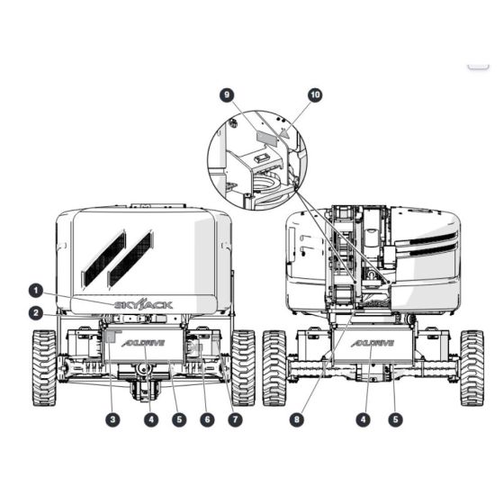 Labels - Front and Back for Skyjack SJ45 AJEplus Articulating Boom