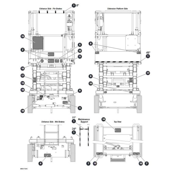 Labels – Front Back & Top for Skyjack SJ4732 DC Scissor Lift