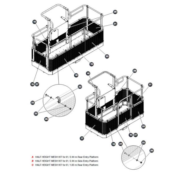 Half-Height Platform Mesh-1 for Skyjack SJ66 Tplus Telescopic Boom