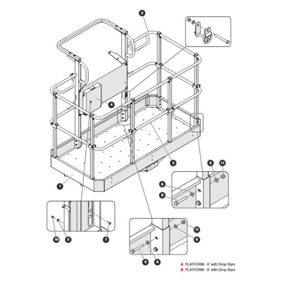 Platform with Drop Bar for Skyjack SJ66 Tplus Telescopic Boom