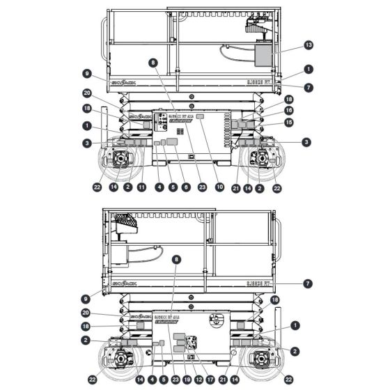 Labels - Right and Left for Skyjack SJ6826 (B200000001 - B200999999) RT Scissor Lift