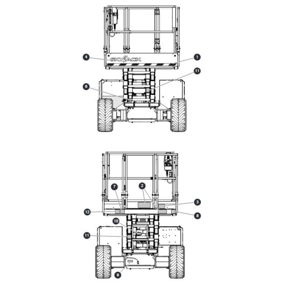 Labels - Front and Rear for Skyjack SJ6832 (B200000001 - B200999999) RT Scissor Lift