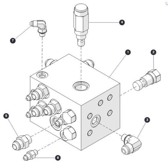 Splitter Manifold for Skyjack SJ6832 (B200000001 - B200999999) RT Scissor Lift