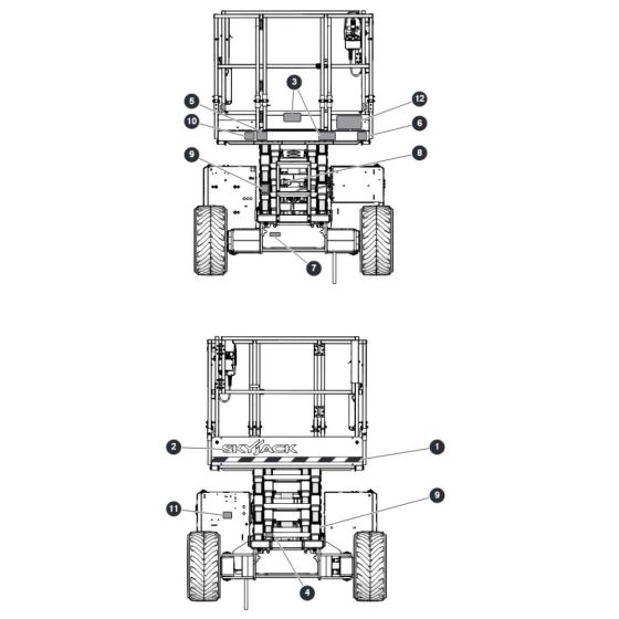 Labels - Left and Right for Skyjack SJ6832 RTE (B201000001 - B201999999) RT Scissor Lift