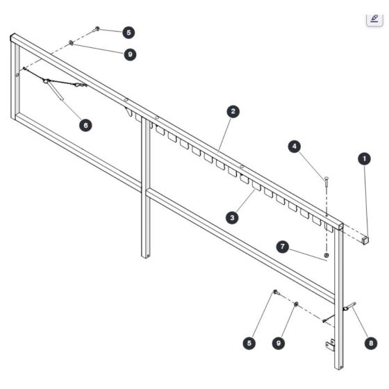 Right Platform Railing for Skyjack SJ6832 RTE (B201000001 - B201999999) RT Scissor Lift