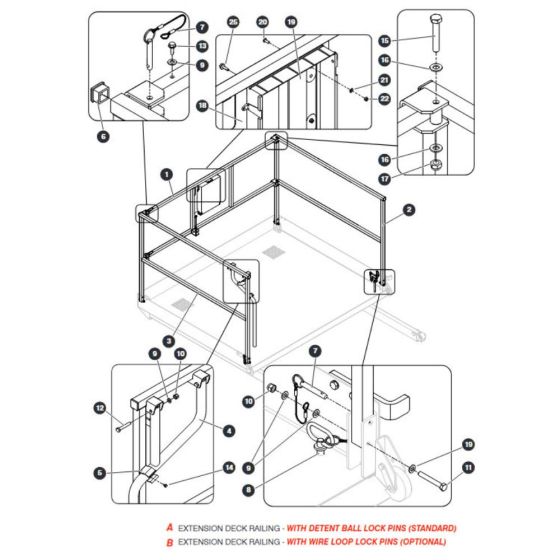 Extension Deck Railings for Skyjack SJ9233 RT Scissor Lift