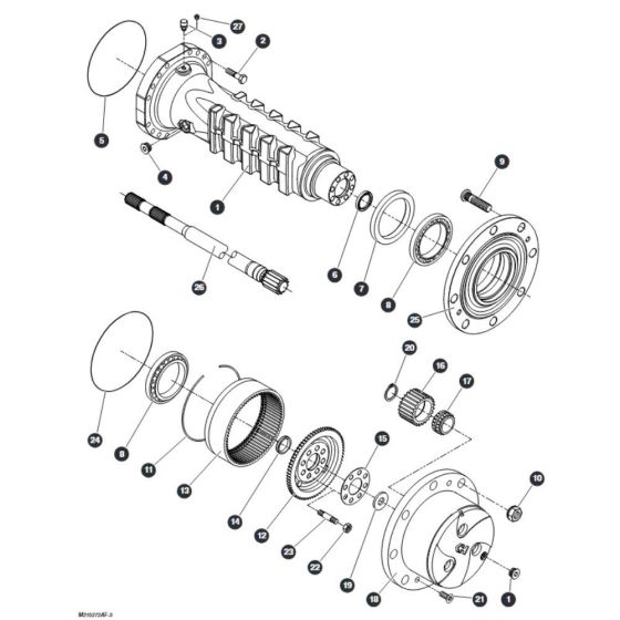 Hub Reduction Rear Axle for Skyjack SJ9233 RT Scissor Lift