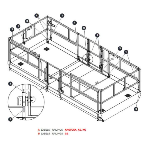Labels - Railings for Skyjack SJ9233 RT Scissor Lift