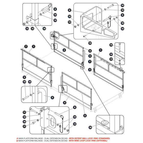 Main Platform Railings - Dual Extension Decks for Skyjack SJ9243 RT Scissor Lift