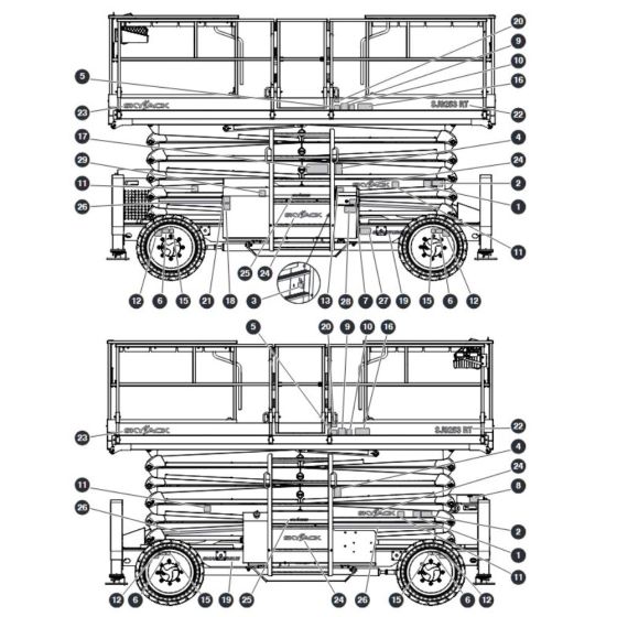 Labels - Left & Right Sides for Skyjack SJ9253 RT Scissor Lift