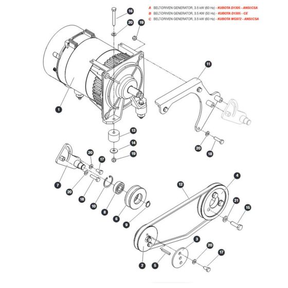 Belt-Driven Generator - 3 5 kW for Skyjack SJ9664 RT Scissor Lift