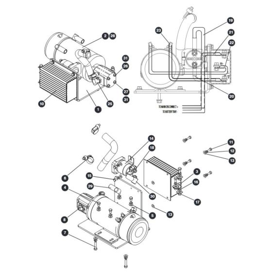 Motor and Pump Assembly - Welded Tank for Skyjack SJIII 3215 (10000996 - 10999999) DC Scissor Lift