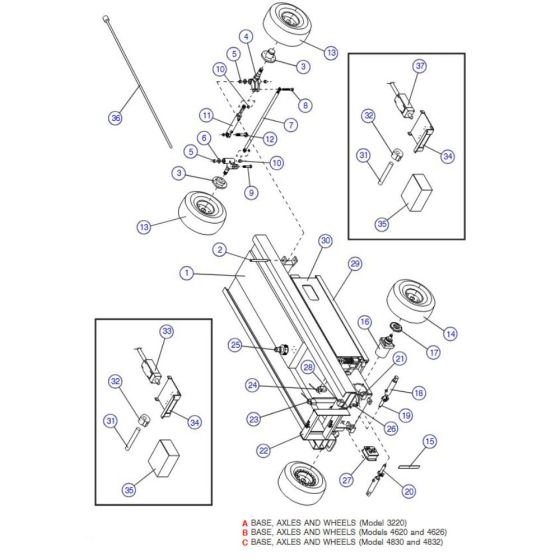 Base, Axle, Wheel (Model 3220, 4620, 4626, 4830, 4832) Assembly for Skyjack SJIII 3220 DC Scissor Lift