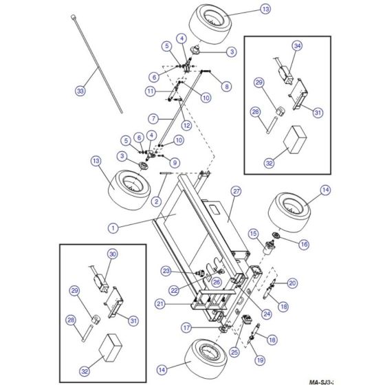 Base, Axle, Wheel (Model 6826, 6832) Assembly for Skyjack SJIII 3220 DC Scissor Lift