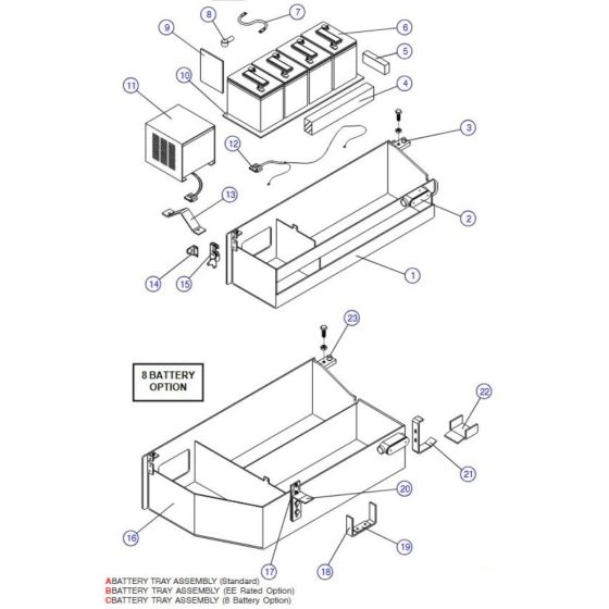 Battery Tray (6826, 6832) Assembly for Skyjack SJIII 3220 DC Scissor Lift