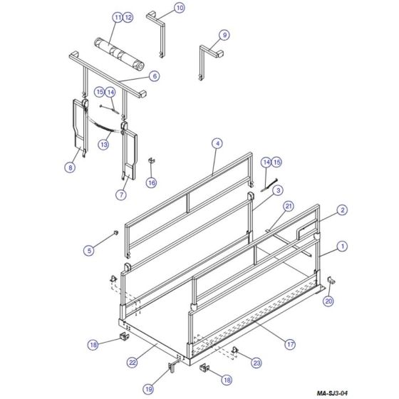 Main Platform, Hinged Railings (Model 4830, 4832) Assembly for Skyjack SJIII 3220 DC Scissor Lift