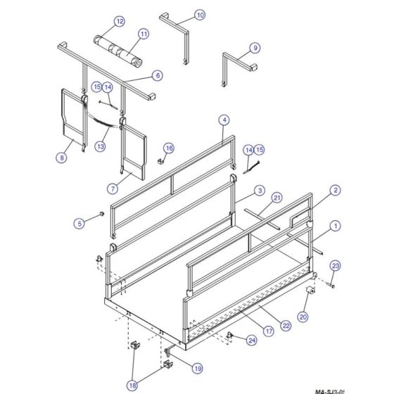 Main Platform, Hinged Railings (Model 6826) Assembly  for Skyjack SJIII 3220 DC Scissor Lift