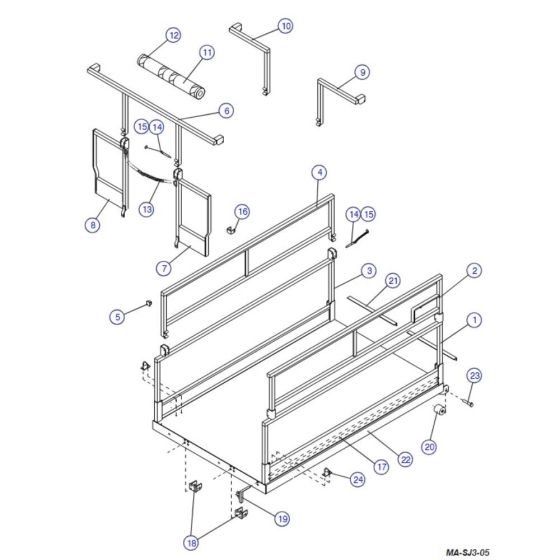 Main Platform, Hinged Railings (Model 6832) Assembly for Skyjack SJIII 3220 DC Scissor Lift