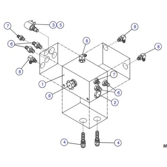 Rear Drive Manifold (6826, 6832) Assembly for Skyjack SJIII 3220 DC Scissor Lift