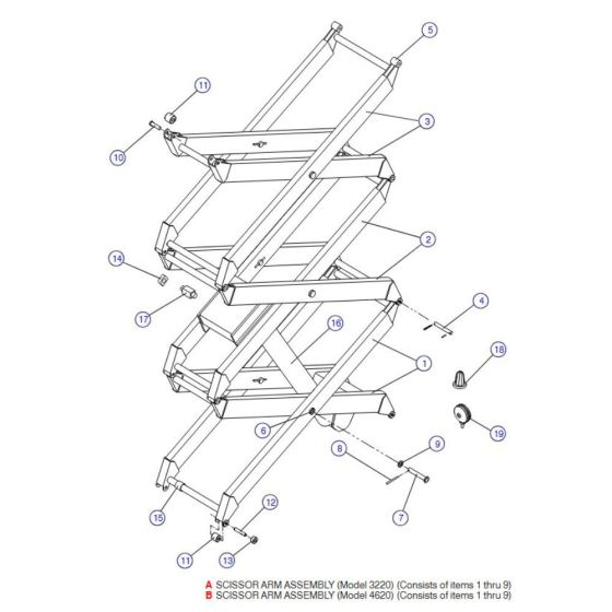Scissor Arm (Model 3220, 4620) Assembly for Skyjack SJIII 3220 DC Scissor Lift