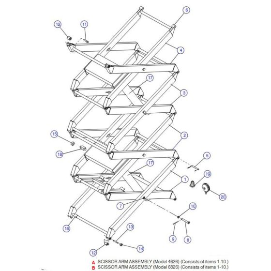 Scissor Arm (Model 4626, 6826) Assembly for Skyjack SJIII 3220 DC Scissor Lift