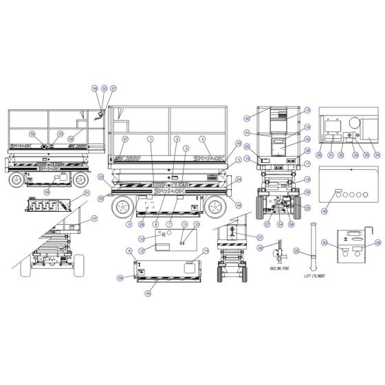 Labels and Nameplates ANSI/SIA and CSA for Skyjack SJIII 4620 (66005 - 66429 700000 - 704418) DC Scissor Lift