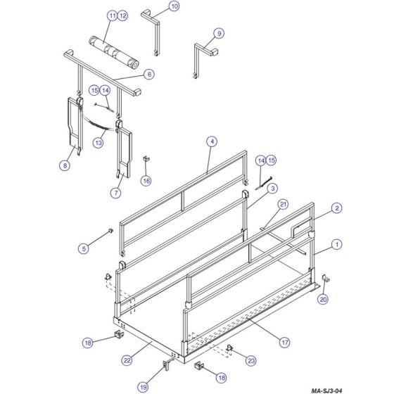 Main Platform and Railings (Hinged Railings) for Skyjack SJIII 4626 (700000 - 704418) DC Scissor Lift