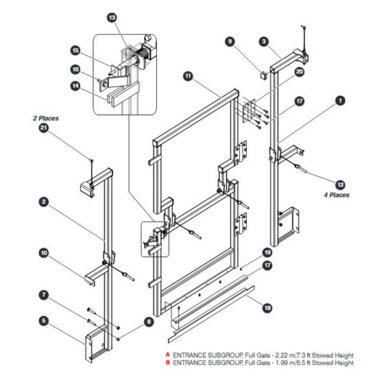 Full Gate Entrance (1.9m Stowed Height) Assembly for Skyjack SJIII 4740 DC Scissor Lift