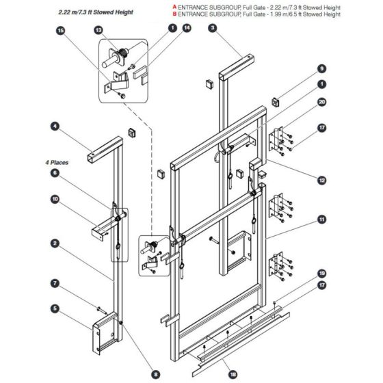Full Gate Entrance (2.2m Stowed Height) Assembly for Skyjack SJIII 4740 DC Scissor Lift