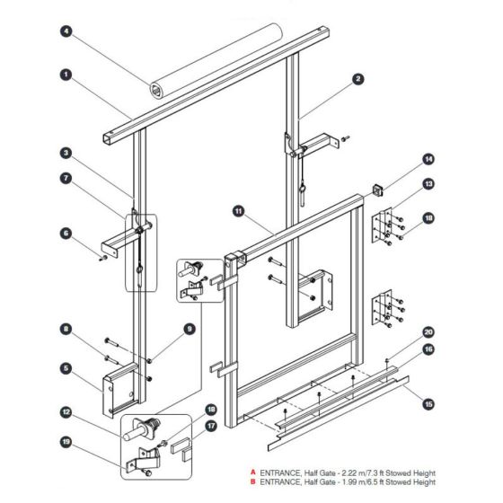 Half Gate Entrance Assembly (2.2m Stowed Height) ANSI/CSA, CE & KC for Skyjack SJIII 4740 DC Scissor Lift