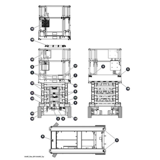 Labels - Front Rear and Top Assembly for Skyjack SJIII 4740 DC Scissor Lift