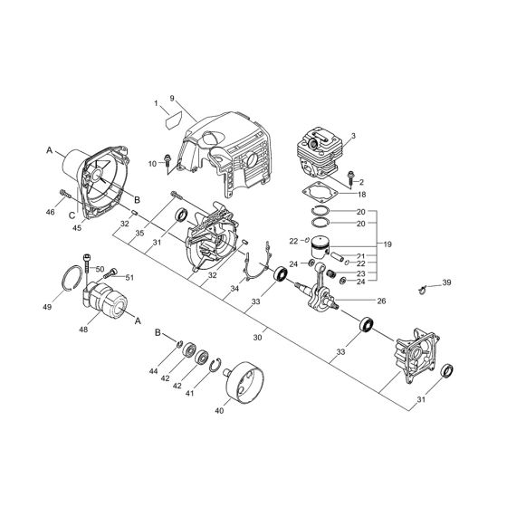 Cylinder, Piston, Crankcase