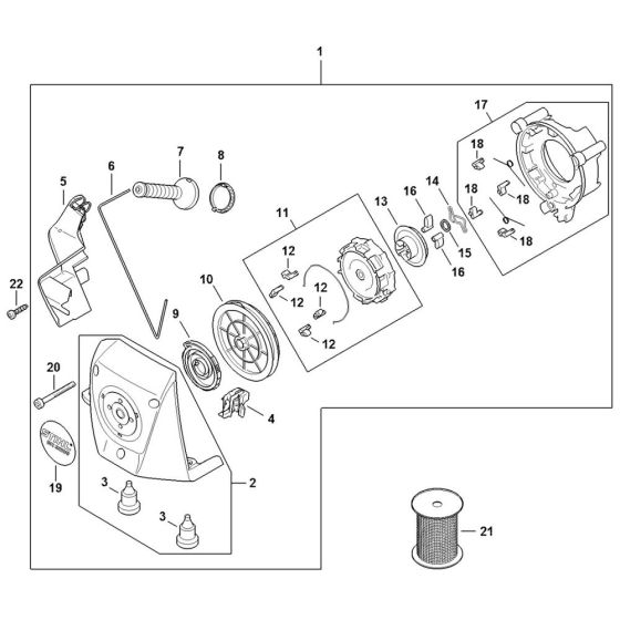 Rewind Starter Assembly for Stihl BR800 Blower