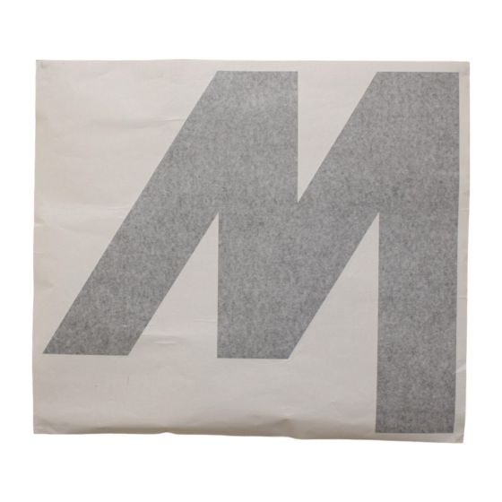 Decal - Mecalac 'M' Logo- 500mm - Grey for Terex TA3, TA3S, TA3H, TA3SH Dumpers - OEM No. T160505