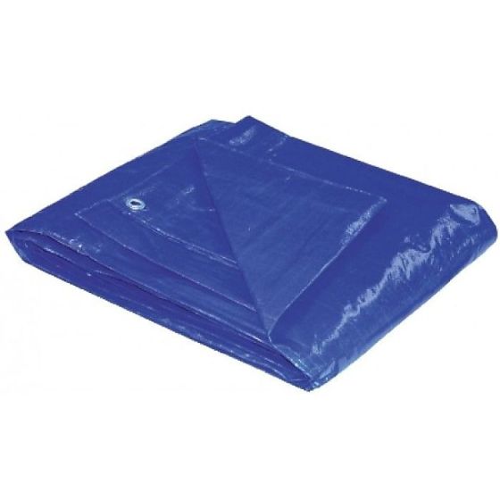 Tarpaulin/Groundsheet, Blue Polythene with Eyelets - Size: 5.4m x 7m