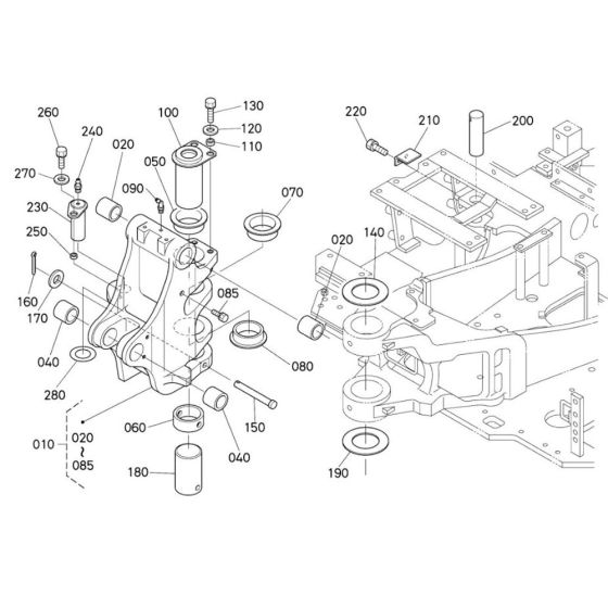 Kingpost Assembly for Kubota