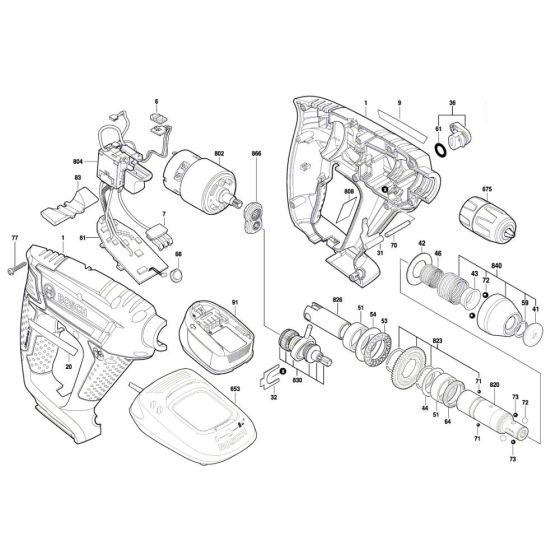 Bosch UNEO Maxx Drill Assembly