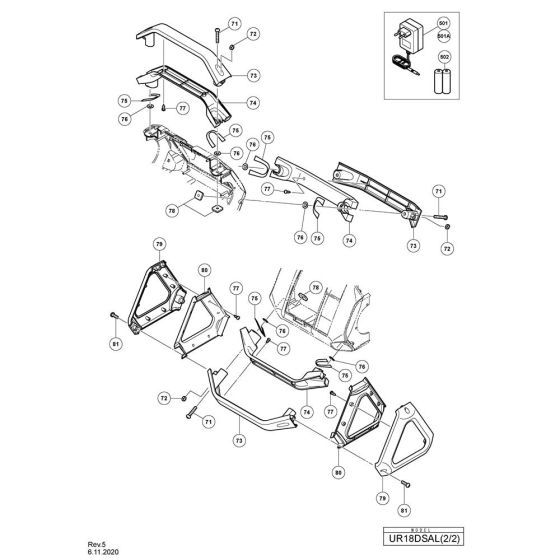 Frame Assembly for Hikoki UR18DSAL
