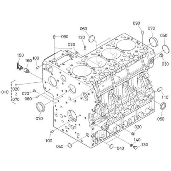 Crankcase Assembly for Kubota V2403-M-DI-E3B Engine
