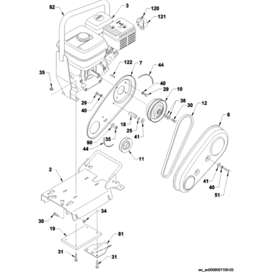 Drive Assembly for Wacker VP1135A 5000009057 (Honda) Rev.100 Forward Plate Compactor