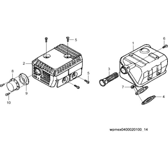 Muffler Assembly for Wacker VP1135A 5000009057 (Honda) Rev.113 Forward Plate Compactor