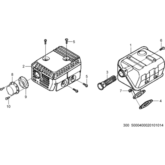 Muffler Assembly for Wacker VP1135A 5000009057 (Honda) Rev.120 Forward Plate Compactor