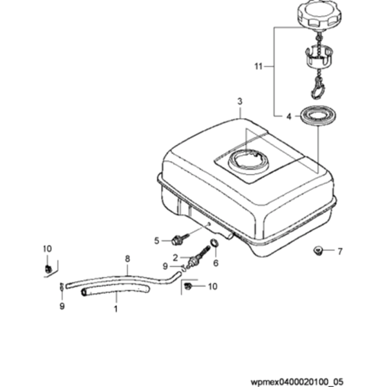 Fuel Tank Assembly for Wacker VP1135A 5000630059 (Honda) Rev.100 Forward Plate Compactor