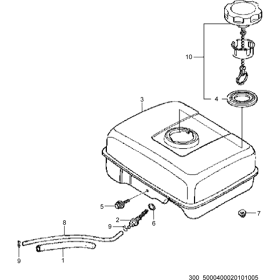 Fuel Tank Assembly for Wacker VP1135A 5000630059 (Honda) Rev.104 Forward Plate Compactor