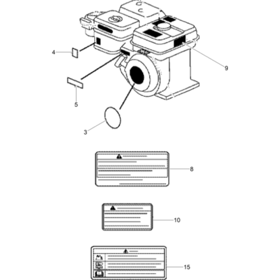 Labels Assy for Wacker VP1135A-5100018353 (Honda) Rev.100 Plate Compactors.


