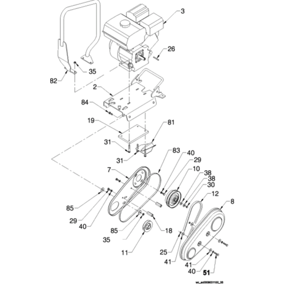 Drive Assy for Wacker VP1340A 5000009031 (Honda) Rev. 100 Forward Plate Compactors