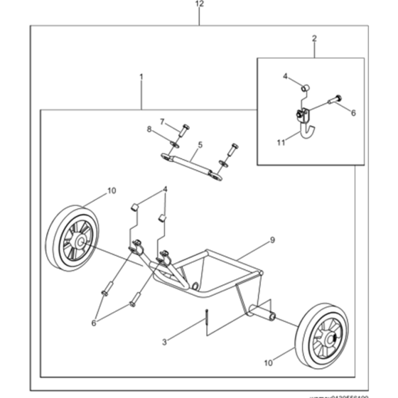 Wheel Kit Ass'y for Wacker VP1550-5000630052 Rev.100 Plate Compactor