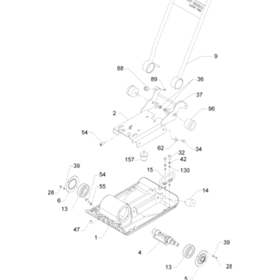Baseplate / Console Cpl.  Assembly for Wacker VP1550A-5000630054 (Honda Engine) Rev.104 Plate Compactor