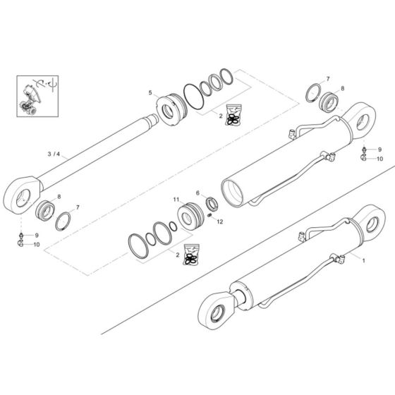 Tilt Ram Assembly - Wacker DV90
